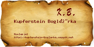 Kupferstein Boglárka névjegykártya