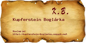 Kupferstein Boglárka névjegykártya